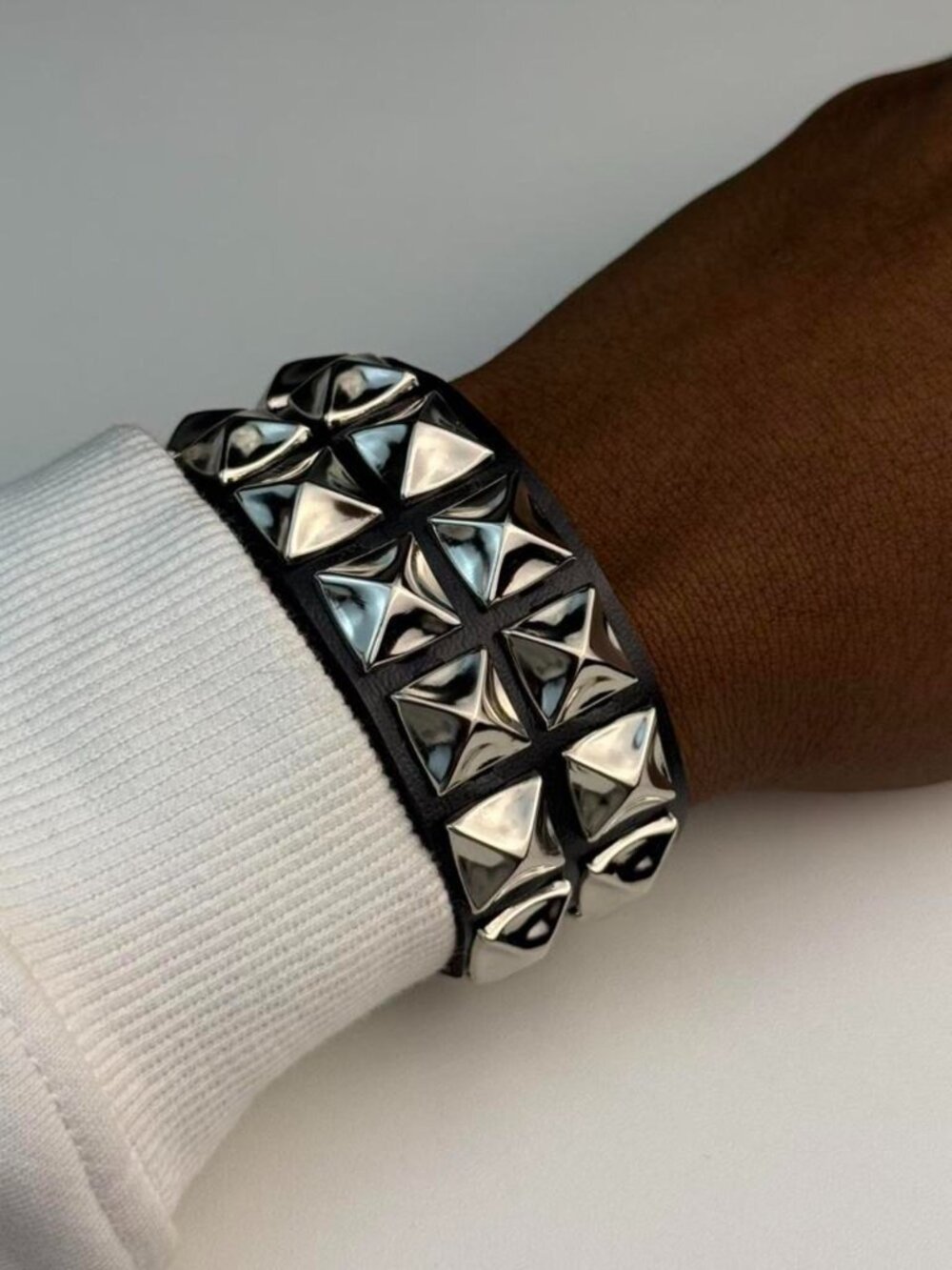 Silver Pyramid Stud Bracelet‎